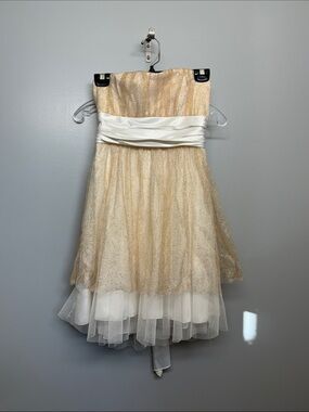 Eclipse Strapless Gold and White Party Dress